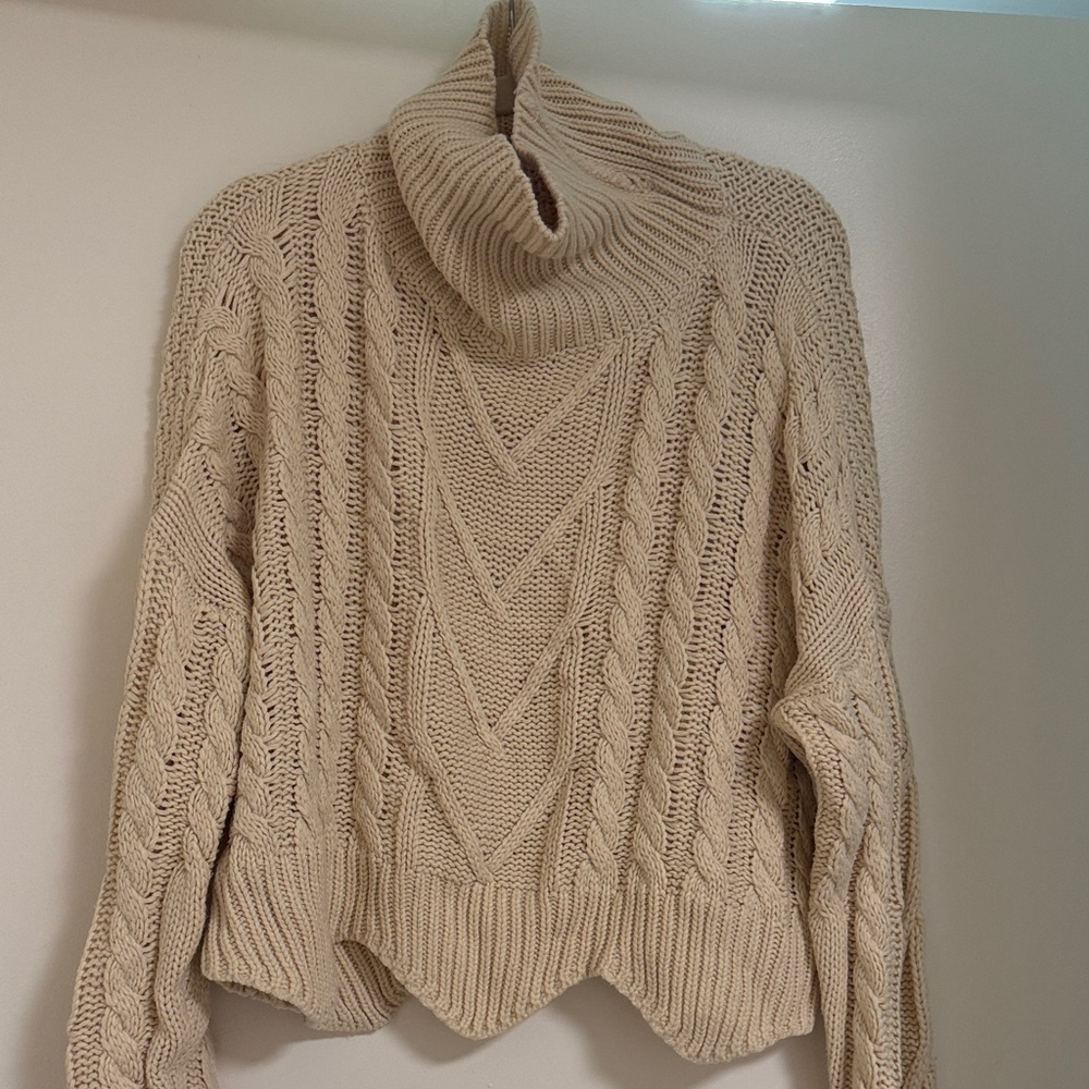 Call Me Cozy Cream Cable Knit Turtleneck Sweater